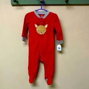 NWT Carters holiday snuggly two way zipper onesie. Size 9 months